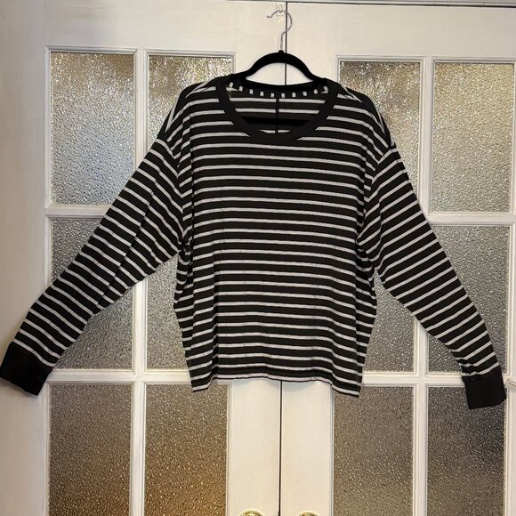 lululemon athletica Tops - LULULEMON 🍋All Yours Long Sleeve Tee in Vitasea Material Black and White Stripe